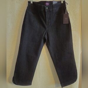 NWT NYDJ Cropped Dark Wash Denim Jeans – Size 12 (16.5” Waist, 12” Rise, 21.5” I